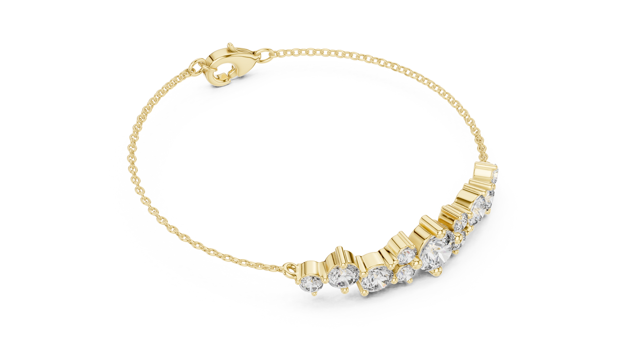 Grappelle Graduated Cluster Lab Grown Diamond Chain Bracelet