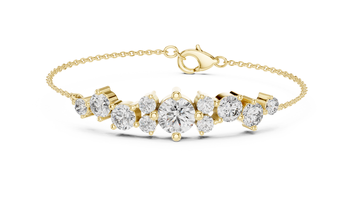 Grappelle Graduated Cluster Lab Grown Diamond Chain Bracelet