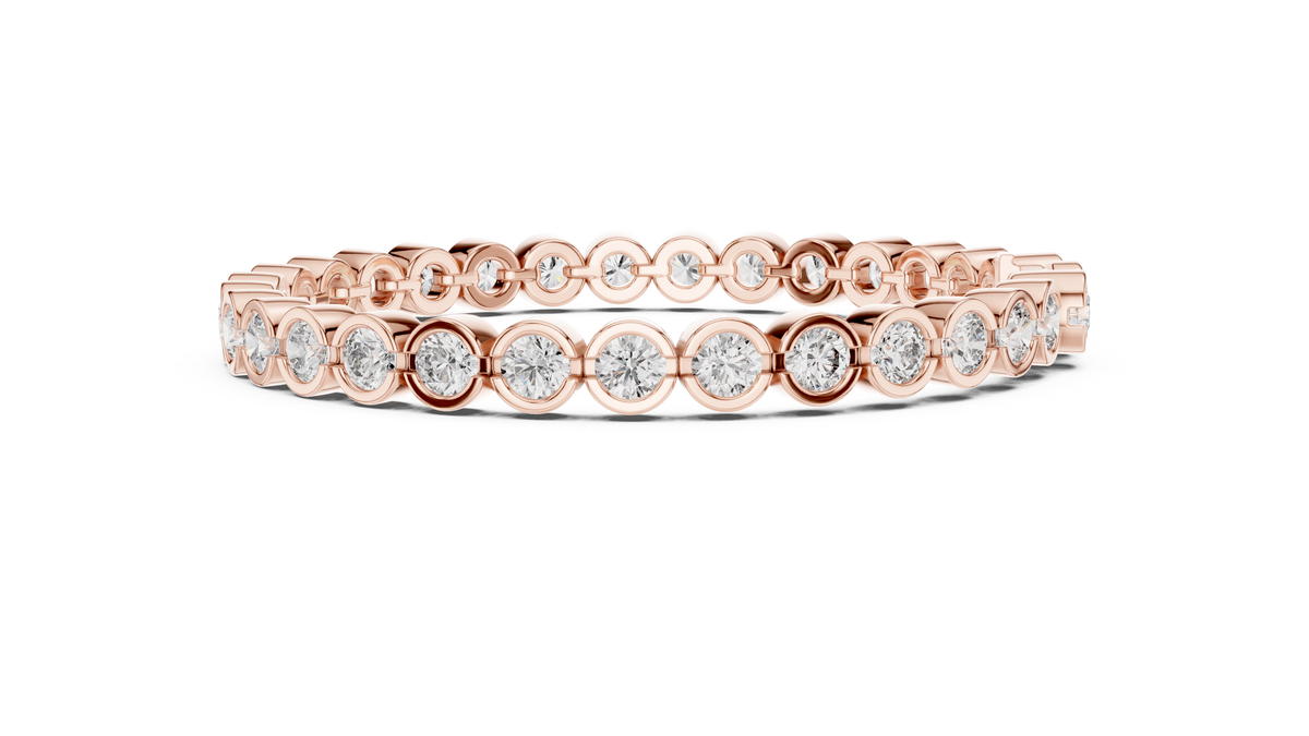Rondelle Bezel Set Round Brilliant Lab Grown Diamond Tennis Bracelet