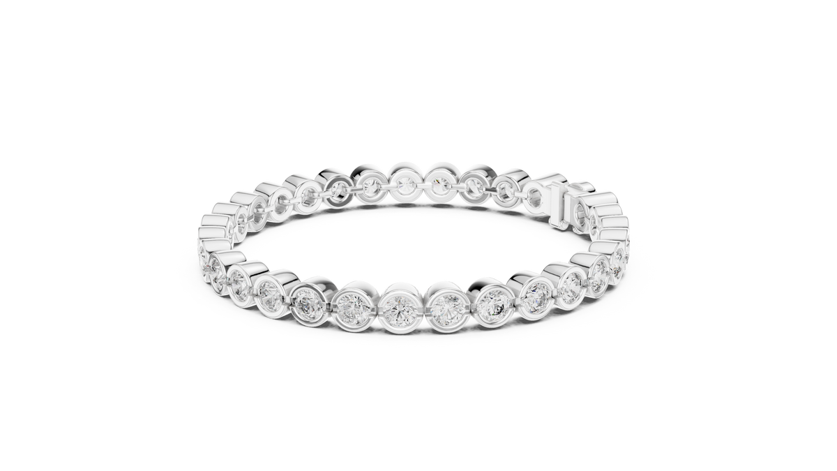 Rondelle Bezel Set Round Brilliant Lab Grown Diamond Tennis Bracelet