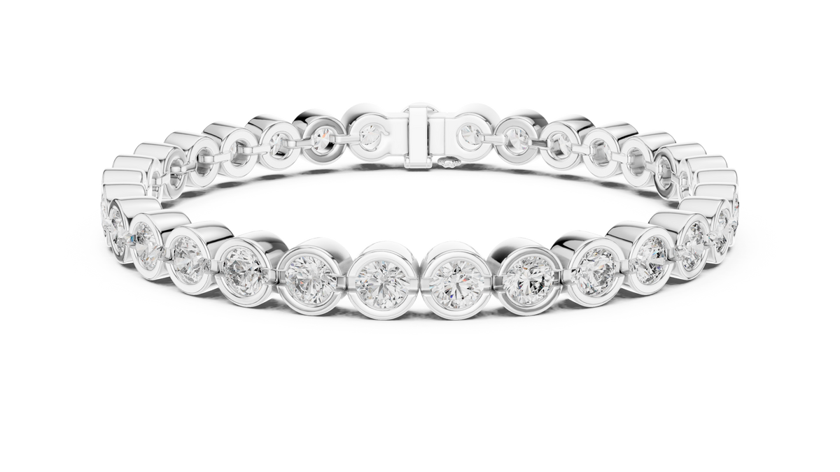 Rondelle Bezel Set Round Brilliant Lab Grown Diamond Tennis Bracelet