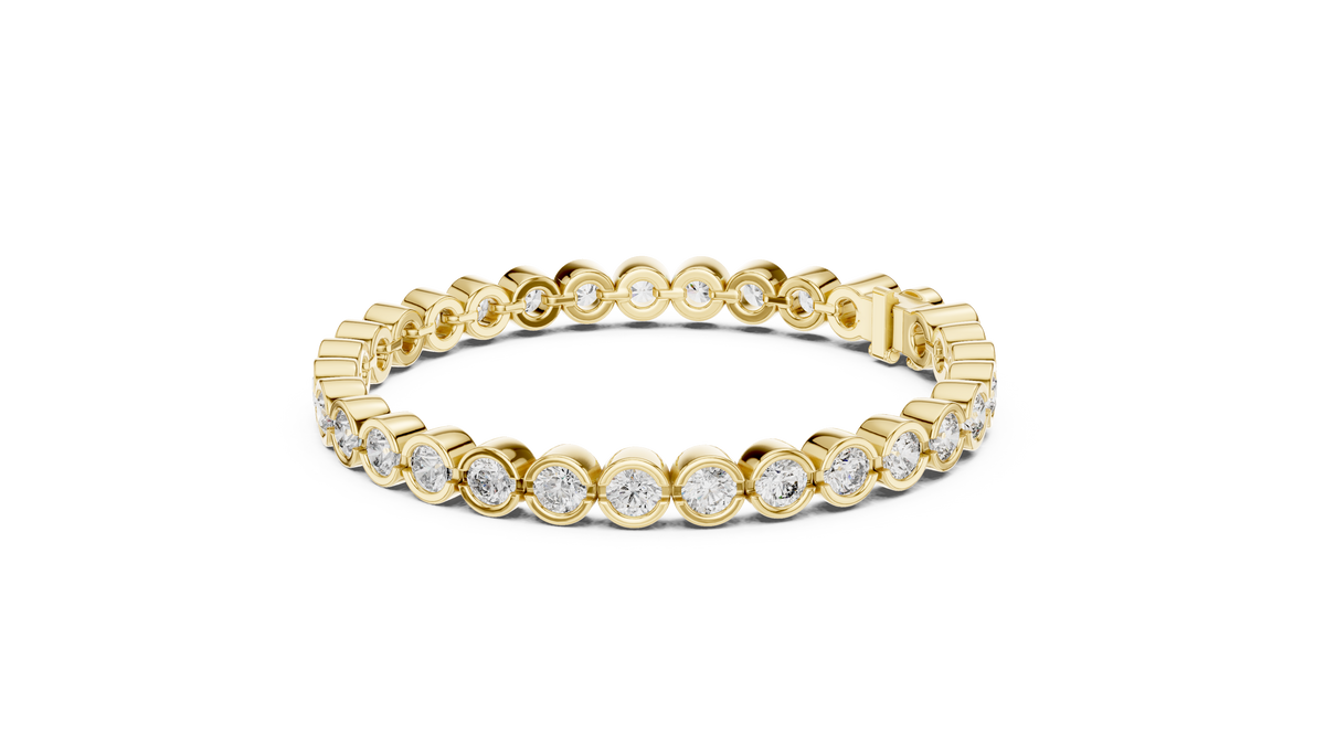 Rondelle Bezel Set Round Brilliant Lab Grown Diamond Tennis Bracelet