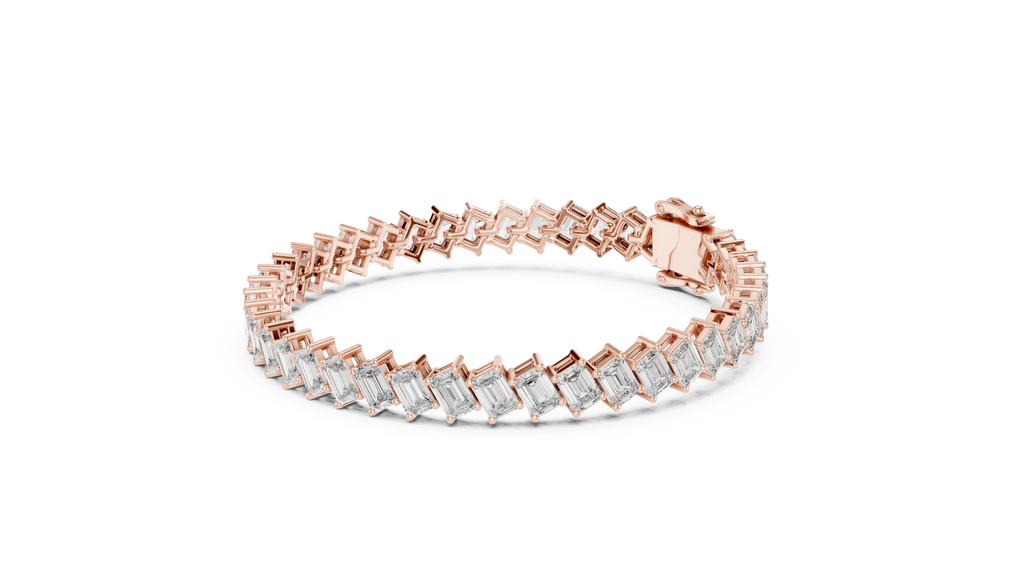 Cascadelle Diagonal Emerald Cut Lab Grown Diamond Tennis Bracelet