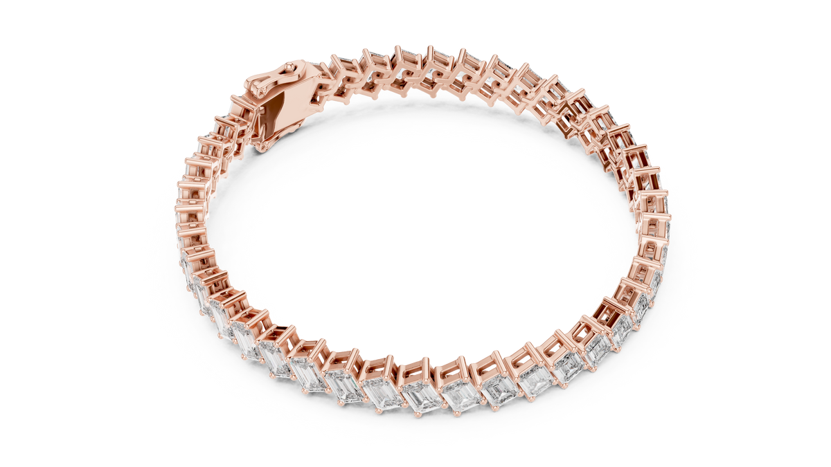 Cascadelle Diagonal Emerald Cut Lab Grown Diamond Tennis Bracelet
