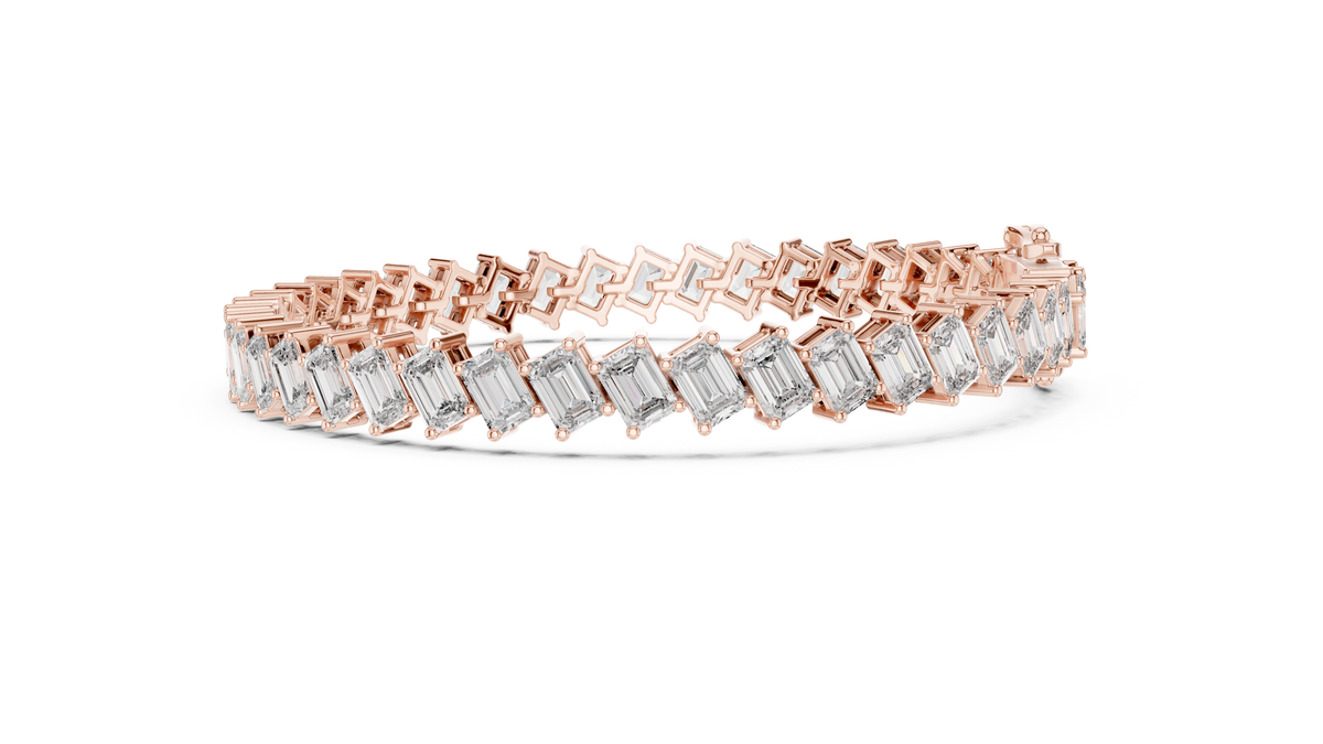 Cascadelle Diagonal Emerald Cut Lab Grown Diamond Tennis Bracelet