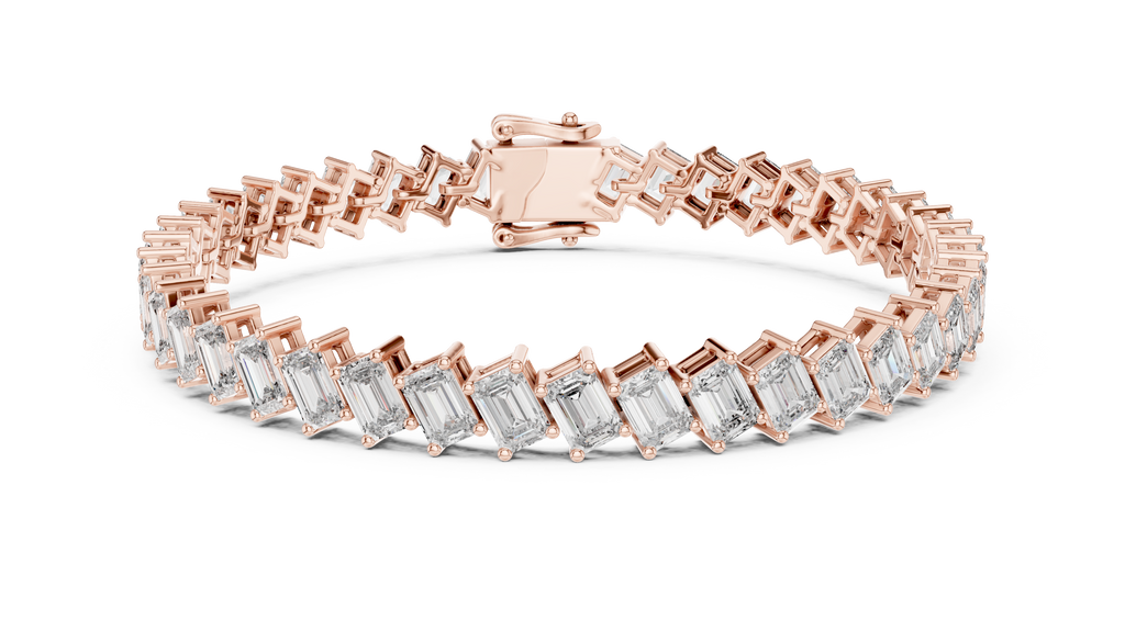 Cascadelle Diagonal Emerald Cut Lab Grown Diamond Tennis Bracelet