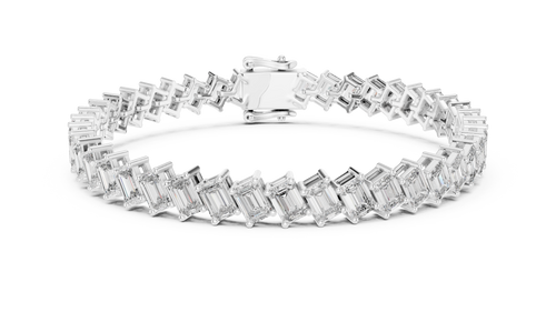 Cascadelle Diagonal Emerald Cut Lab Grown Diamond Tennis Bracelet