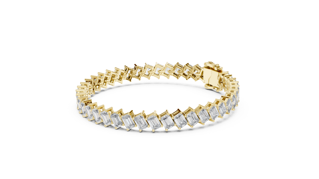 Cascadelle Diagonal Emerald Cut Lab Grown Diamond Tennis Bracelet
