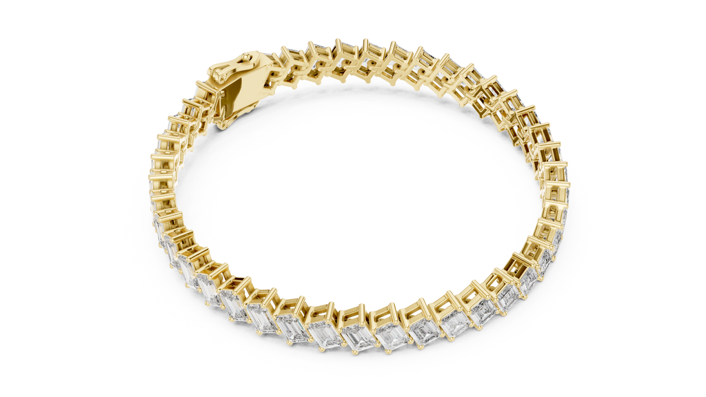 Cascadelle Diagonal Emerald Cut Lab Grown Diamond Tennis Bracelet