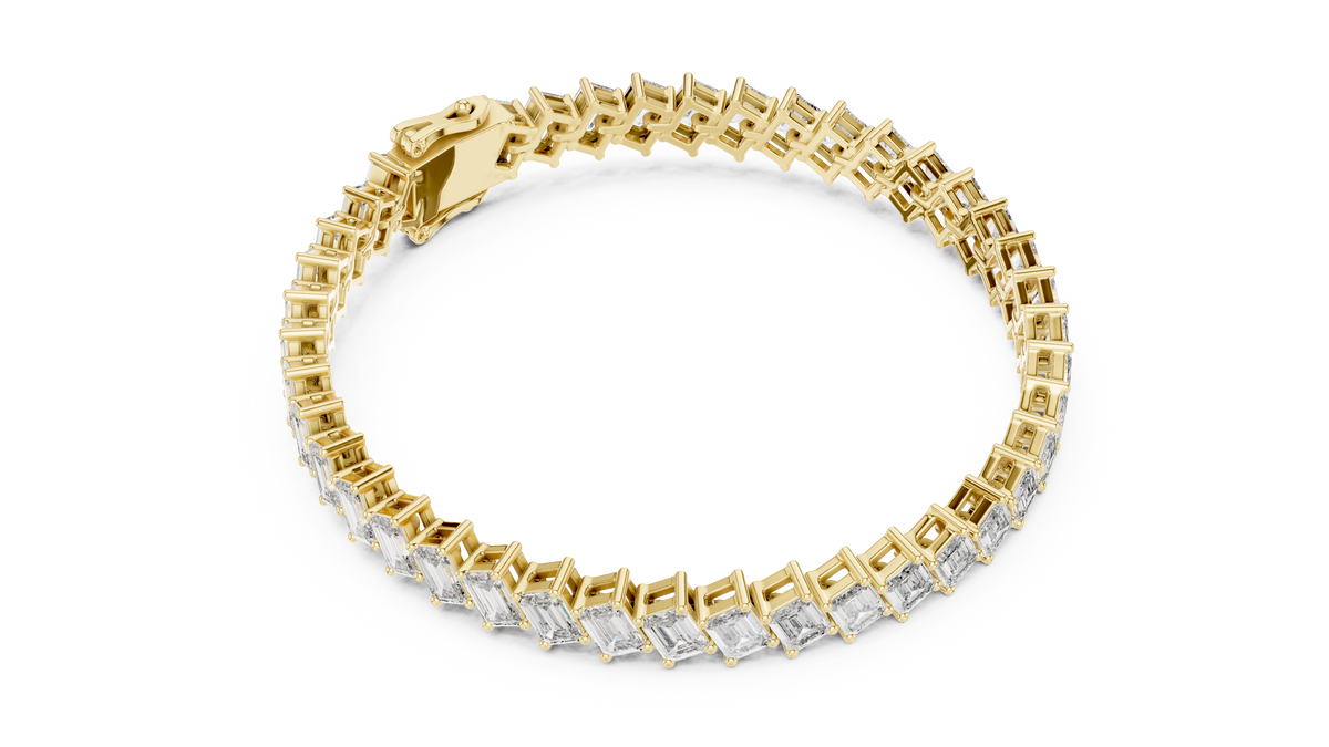 Cascadelle Diagonal Emerald Cut Lab Grown Diamond Tennis Bracelet