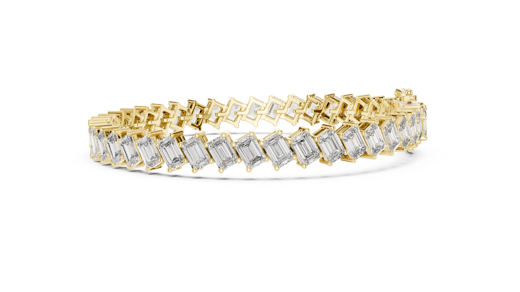 Cascadelle Diagonal Emerald Cut Lab Grown Diamond Tennis Bracelet