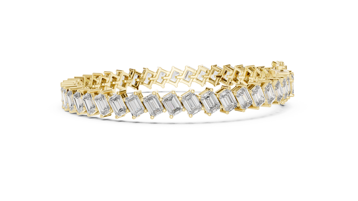 Cascadelle Diagonal Emerald Cut Lab Grown Diamond Tennis Bracelet