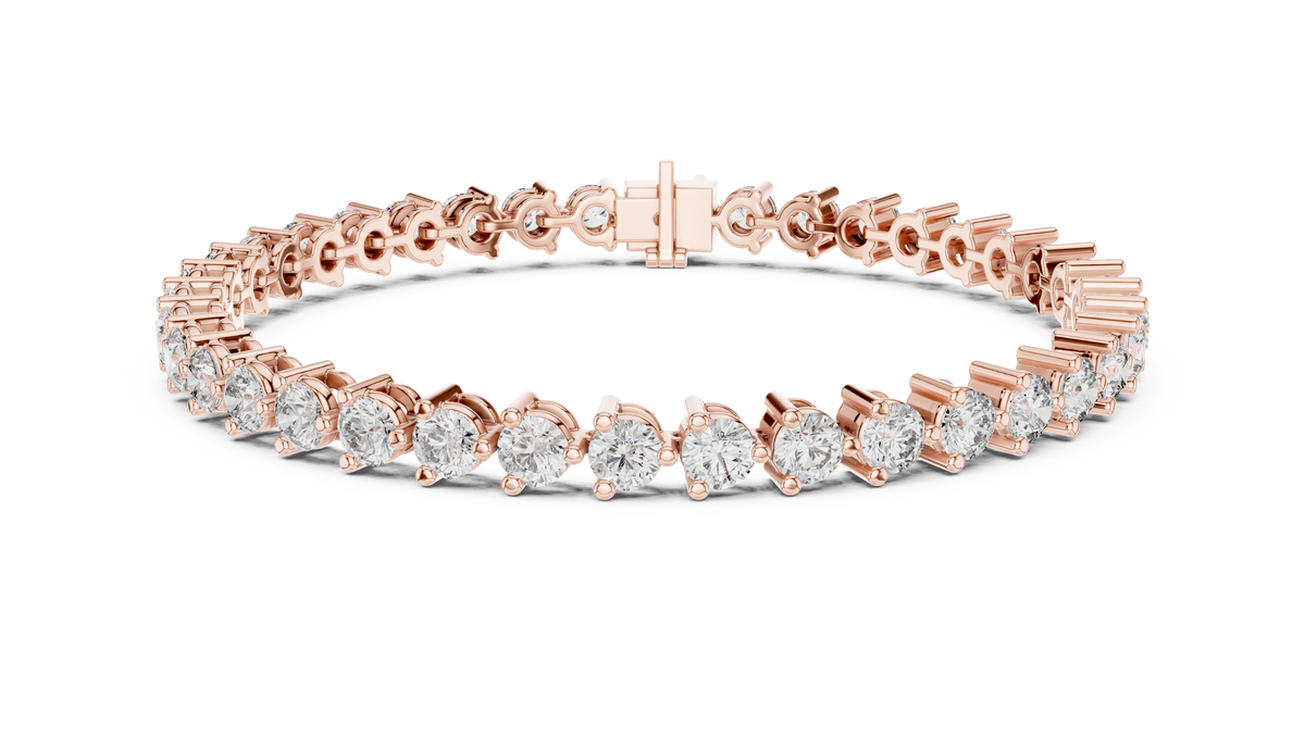 Aurelline Three Prong Round Lab Grown Diamond Tennis Bracelet