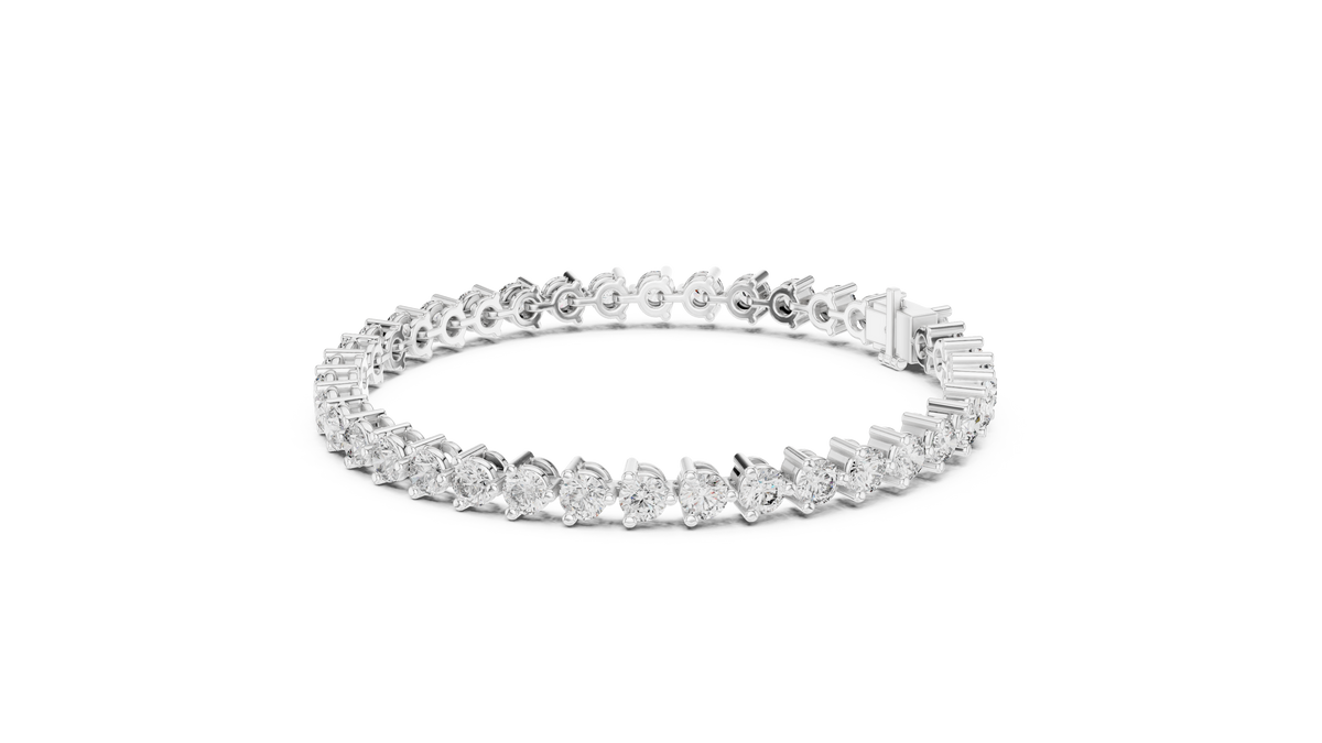 Aurelline Three Prong Round Lab Grown Diamond Tennis Bracelet
