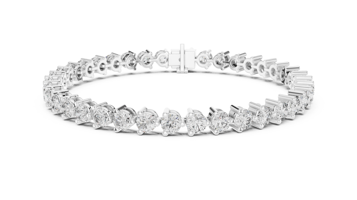 Aurelline Three Prong Round Lab Grown Diamond Tennis Bracelet