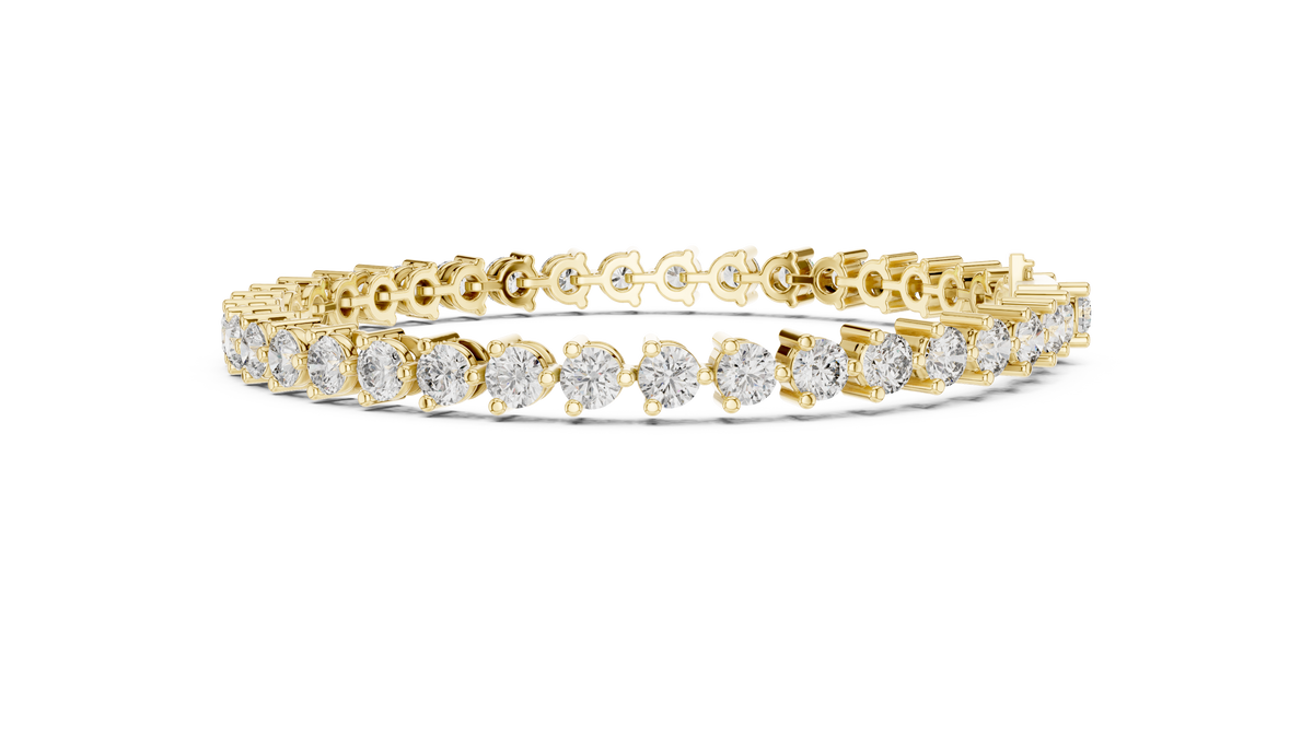 Aurelline Three Prong Round Lab Grown Diamond Tennis Bracelet