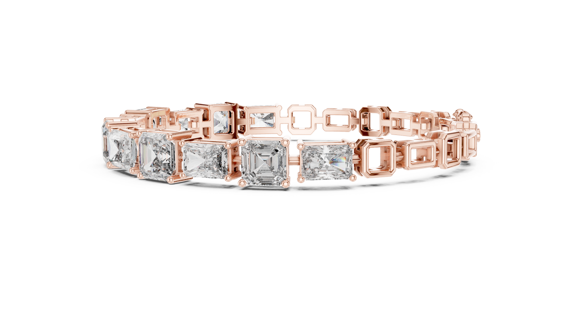 Opulenne East-West Emerald Cut Lab Grown Diamond Tennis Bracelet