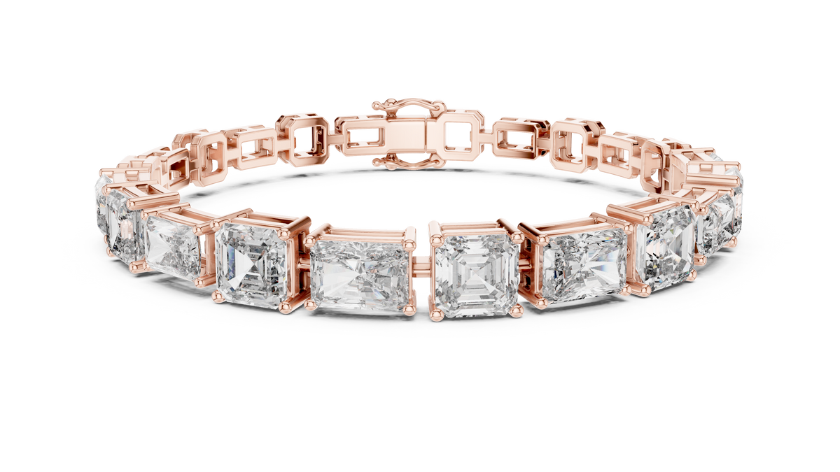 Opulenne East-West Emerald Cut Lab Grown Diamond Tennis Bracelet