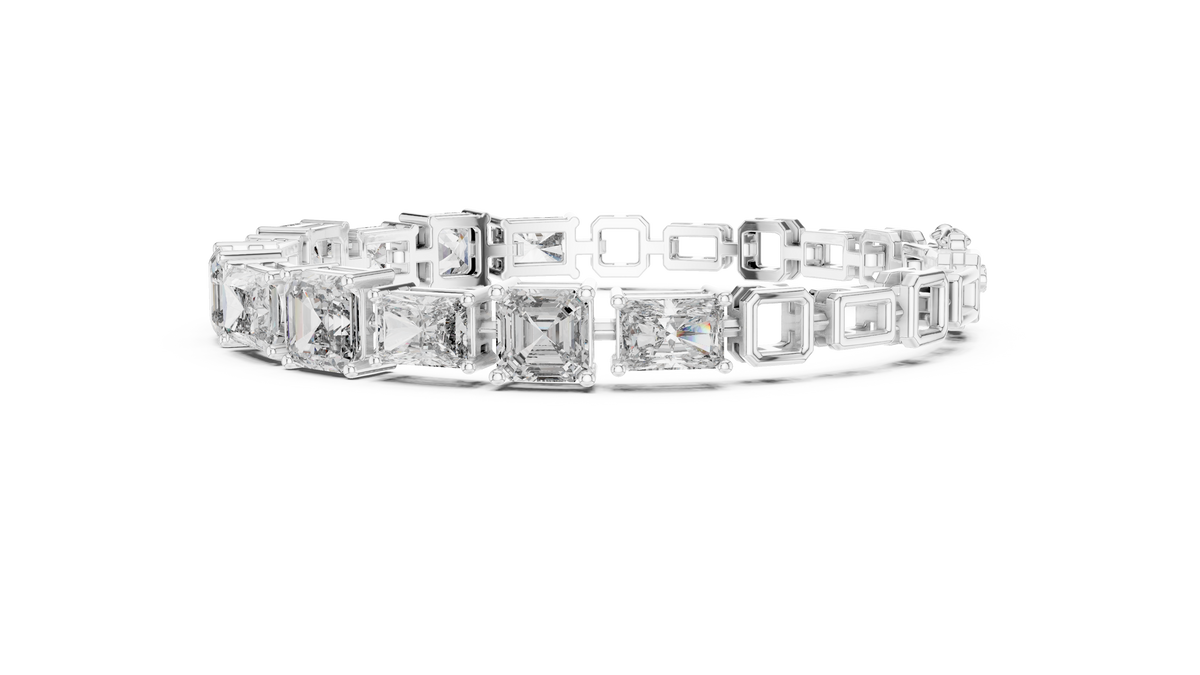 Opulenne East-West Emerald Cut Lab Grown Diamond Tennis Bracelet