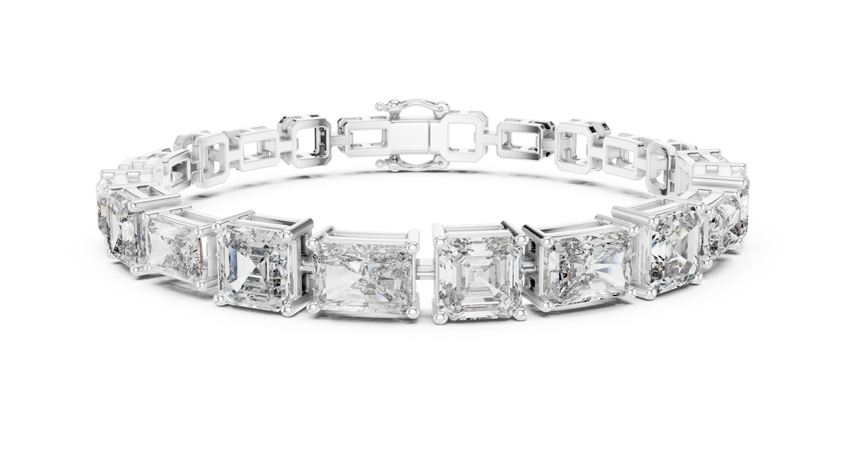 Opulenne East-West Emerald Cut Lab Grown Diamond Tennis Bracelet