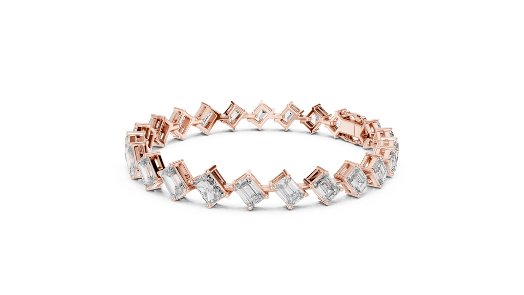 Emerelle Tilted Emerald Cut Lab Grown Diamond Tennis Bracelet