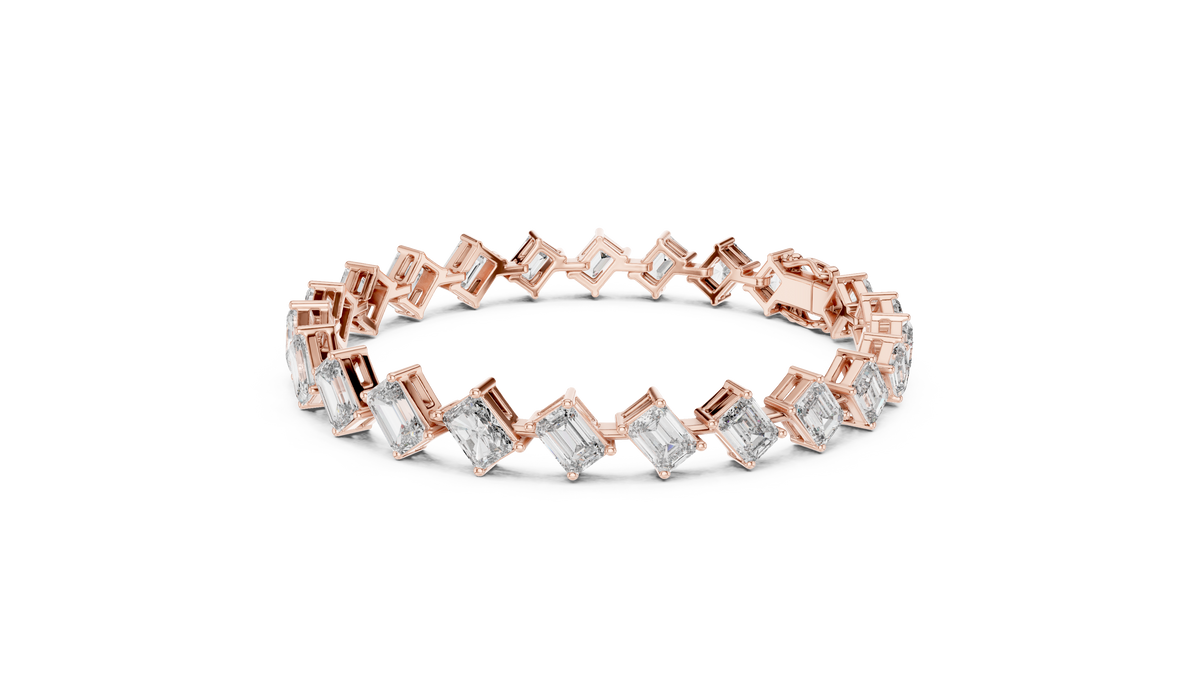 Emerelle Tilted Emerald Cut Lab Grown Diamond Tennis Bracelet