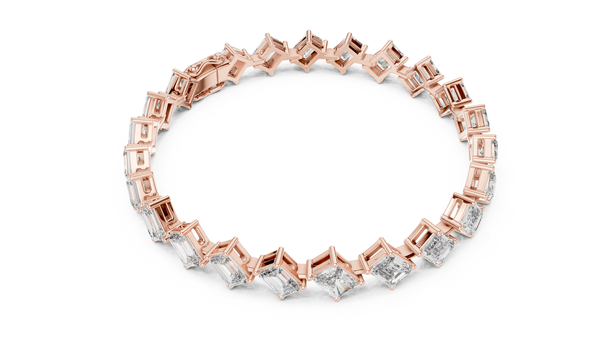 Emerelle Tilted Emerald Cut Lab Grown Diamond Tennis Bracelet