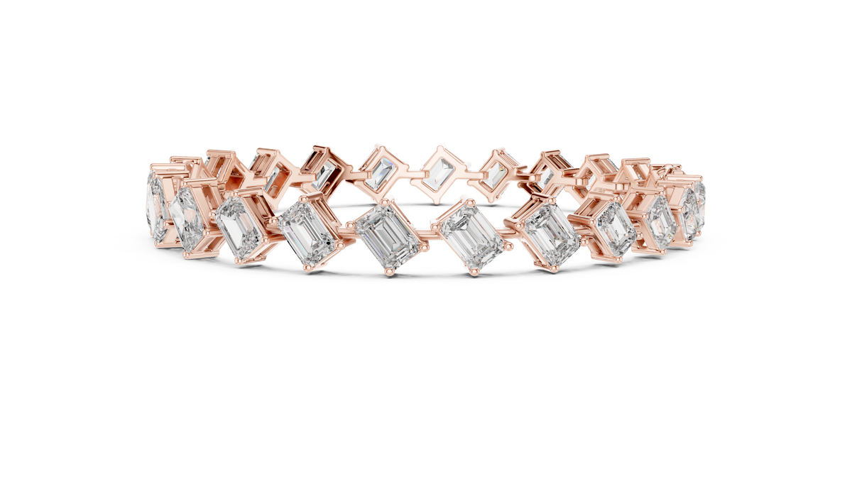 Emerelle Tilted Emerald Cut Lab Grown Diamond Tennis Bracelet