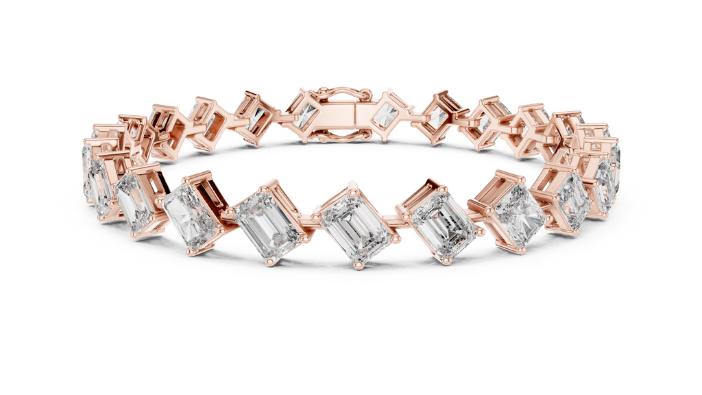 Emerelle Tilted Emerald Cut Lab Grown Diamond Tennis Bracelet