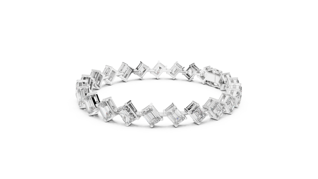 Emerelle Tilted Emerald Cut Lab Grown Diamond Tennis Bracelet
