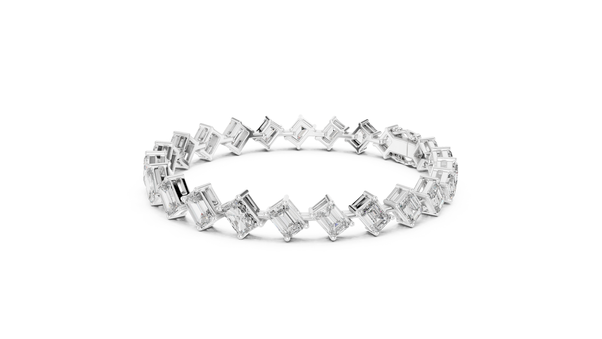 Emerelle Tilted Emerald Cut Lab Grown Diamond Tennis Bracelet