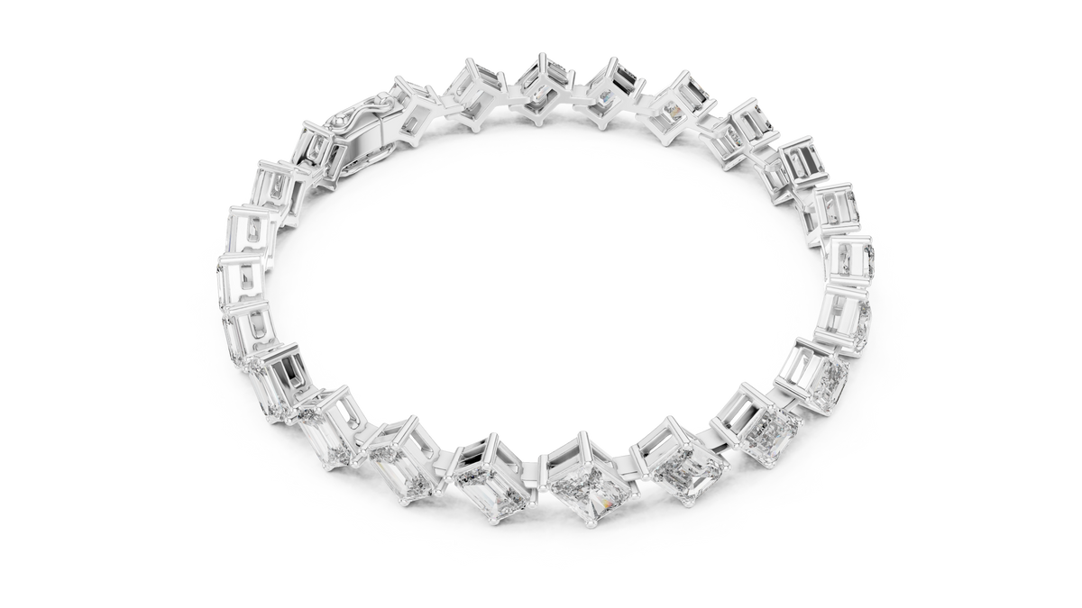 Emerelle Tilted Emerald Cut Lab Grown Diamond Tennis Bracelet