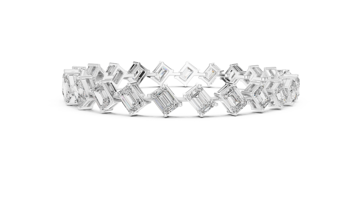 Emerelle Tilted Emerald Cut Lab Grown Diamond Tennis Bracelet