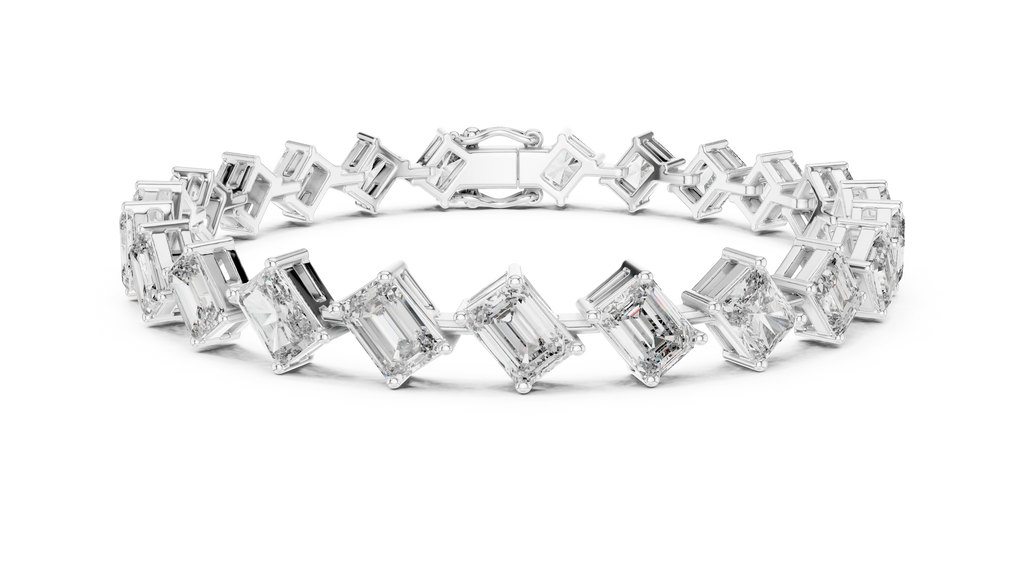 Emerelle Tilted Emerald Cut Lab Grown Diamond Tennis Bracelet