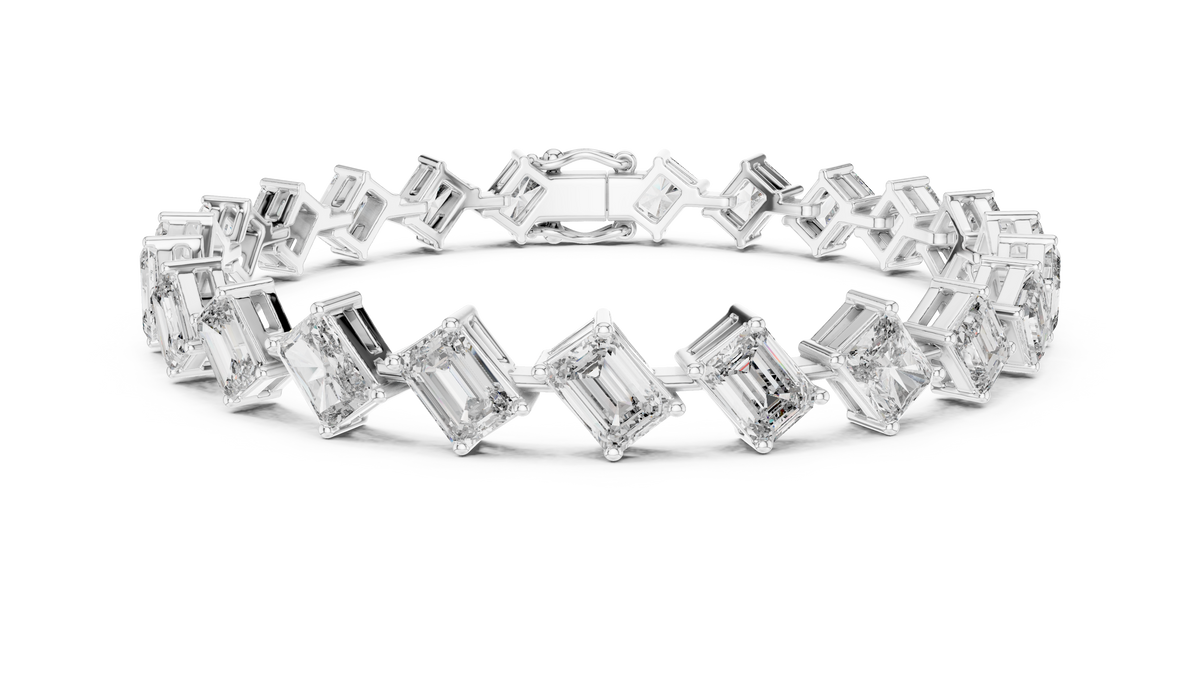 Emerelle Tilted Emerald Cut Lab Grown Diamond Tennis Bracelet