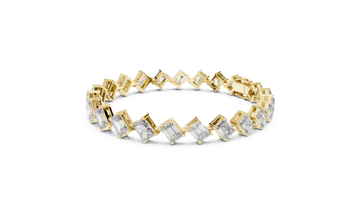 Emerelle Tilted Emerald Cut Lab Grown Diamond Tennis Bracelet
