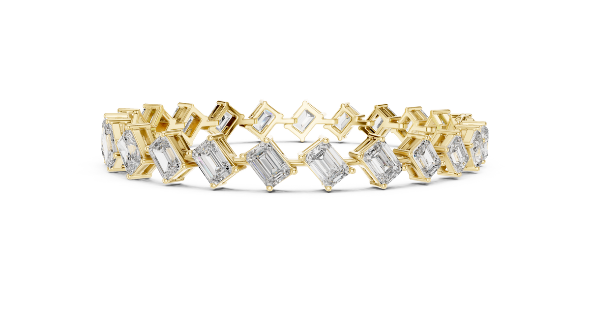 Emerelle Tilted Emerald Cut Lab Grown Diamond Tennis Bracelet