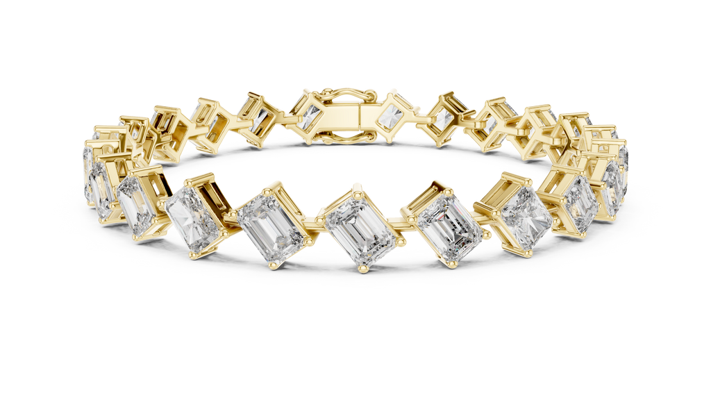 Emerelle Tilted Emerald Cut Lab Grown Diamond Tennis Bracelet