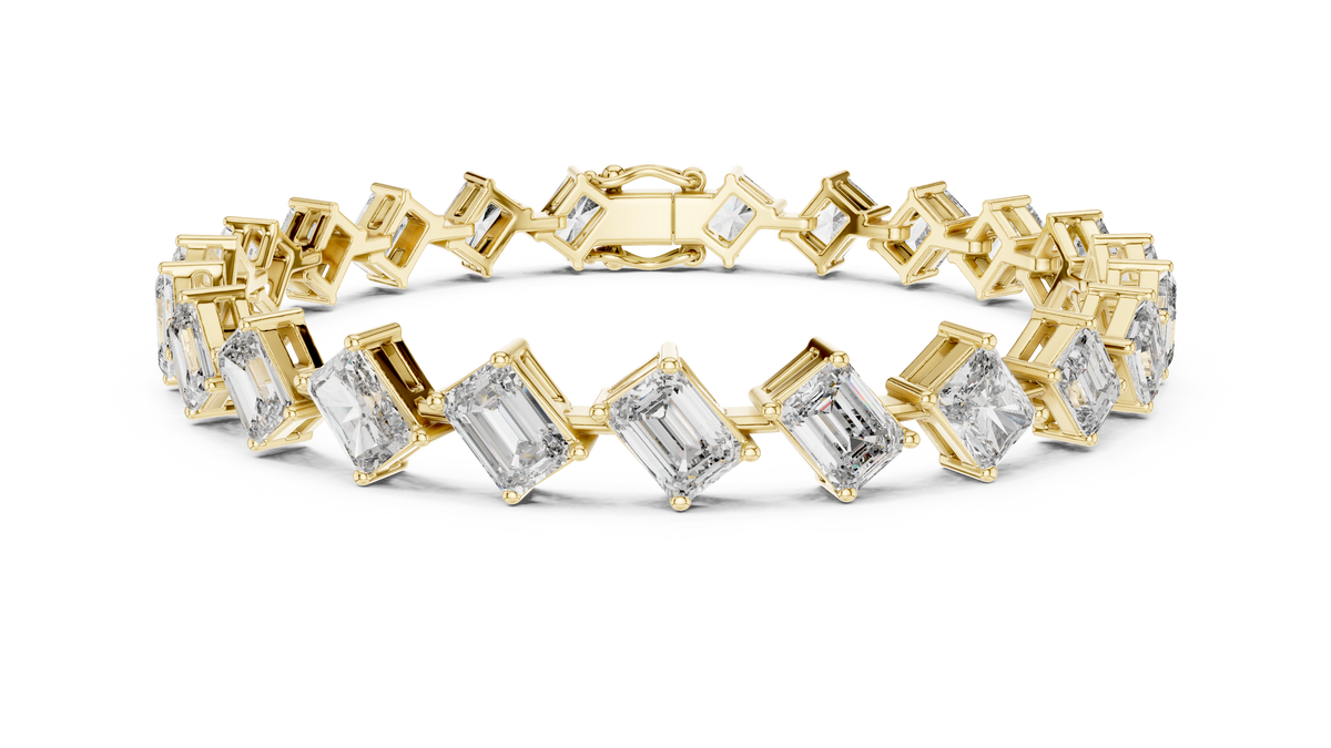 Emerelle Tilted Emerald Cut Lab Grown Diamond Tennis Bracelet