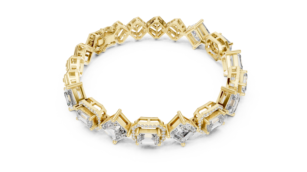 Octavia Asscher and Emerald Cut Halo Lab Grown Diamond Statement Bracelet
