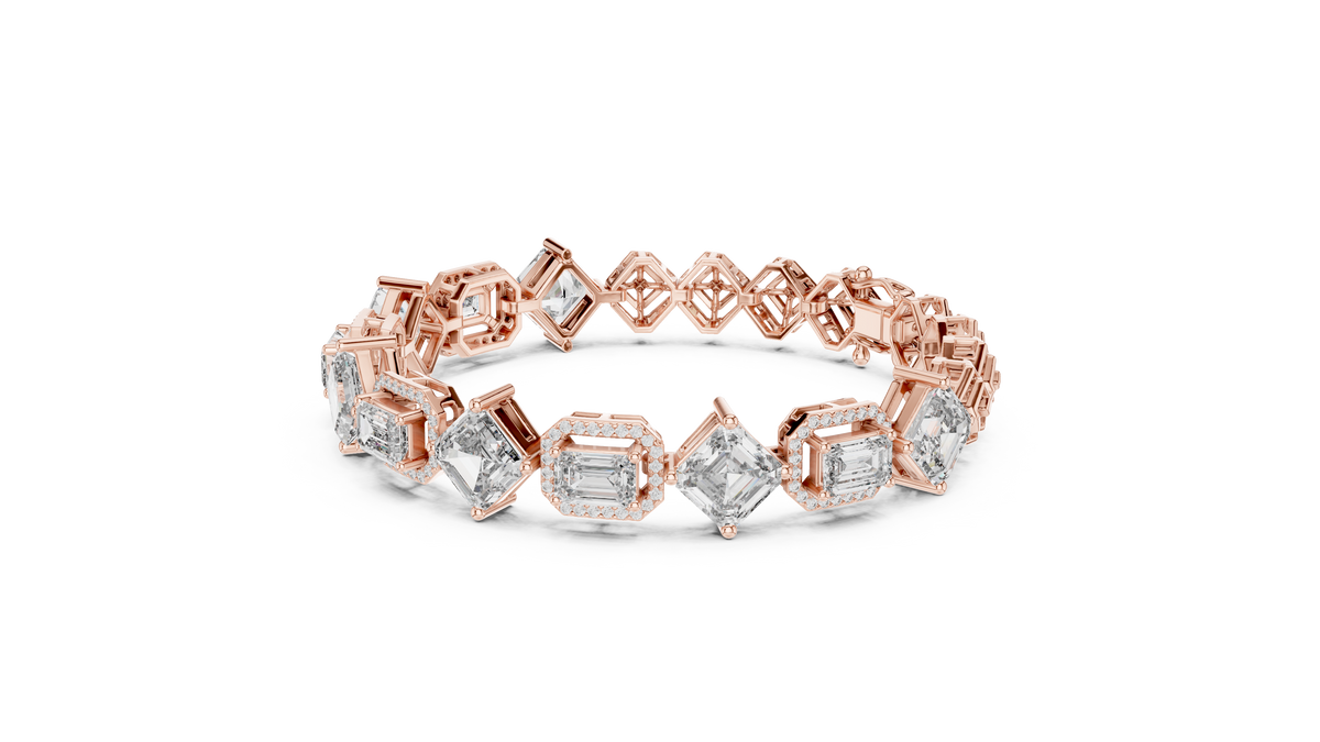 Harlequina Asscher & Emerald Cut Art Deco Lab Grown Diamond Bracelet