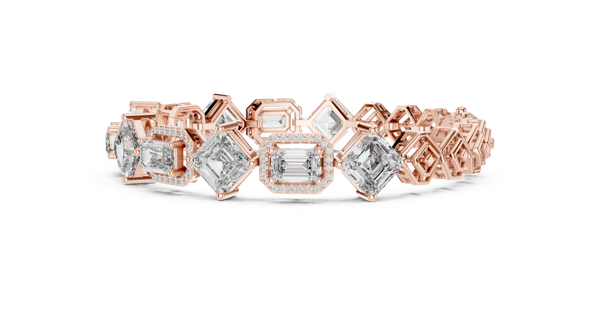 Harlequina Asscher & Emerald Cut Art Deco Lab Grown Diamond Bracelet