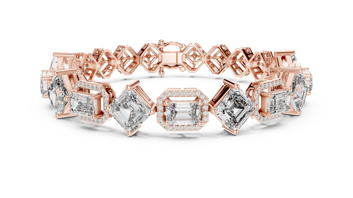 Harlequina Asscher & Emerald Cut Art Deco Lab Grown Diamond Bracelet