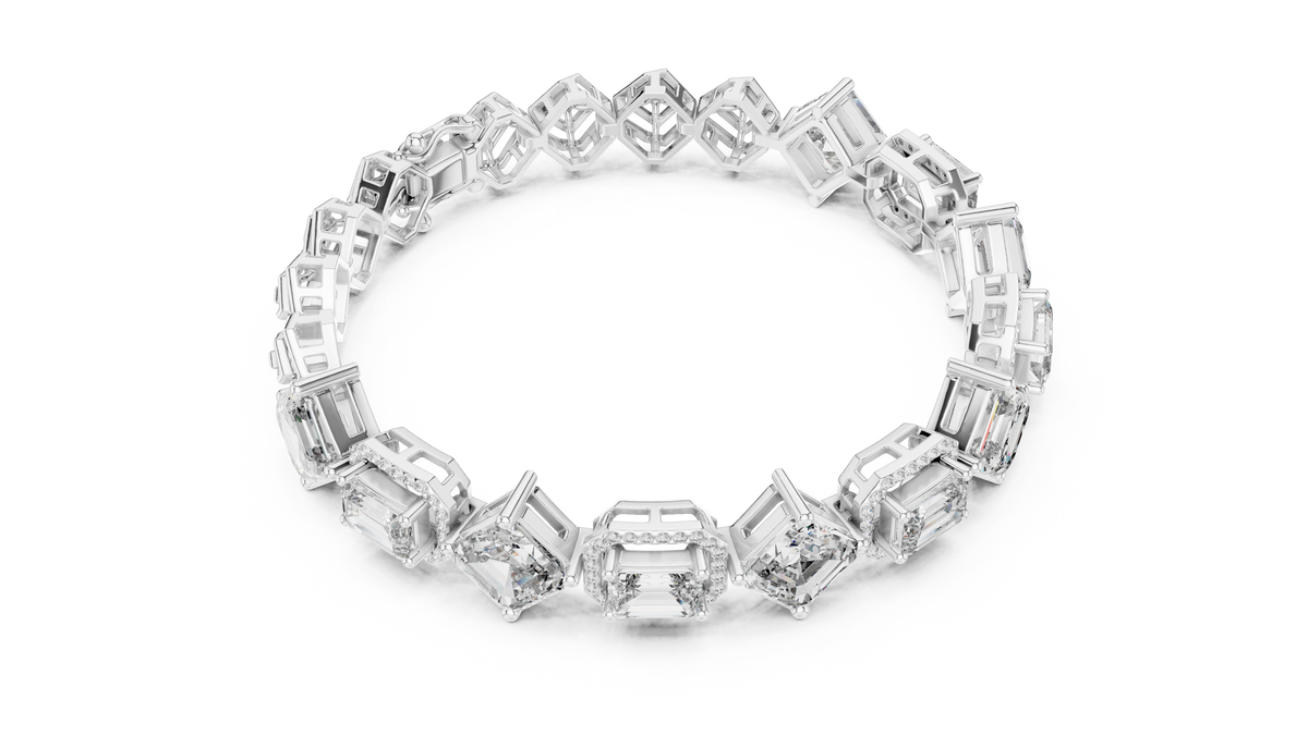 Harlequina Asscher & Emerald Cut Art Deco Lab Grown Diamond Bracelet