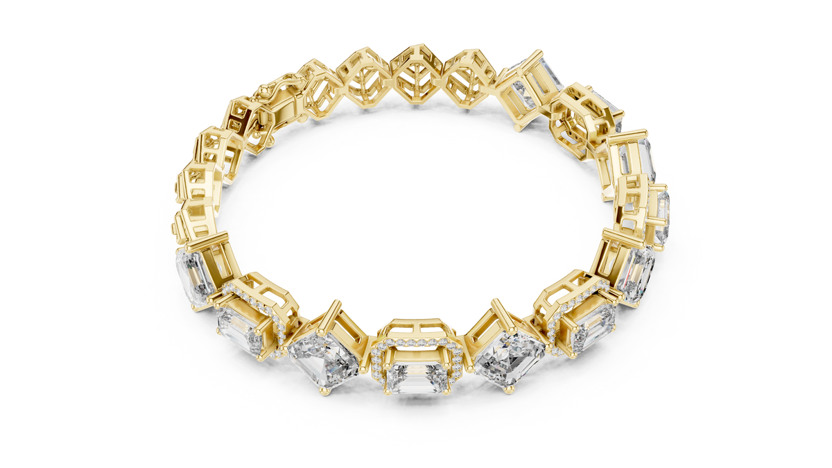Harlequina Asscher & Emerald Cut Art Deco Lab Grown Diamond Bracelet