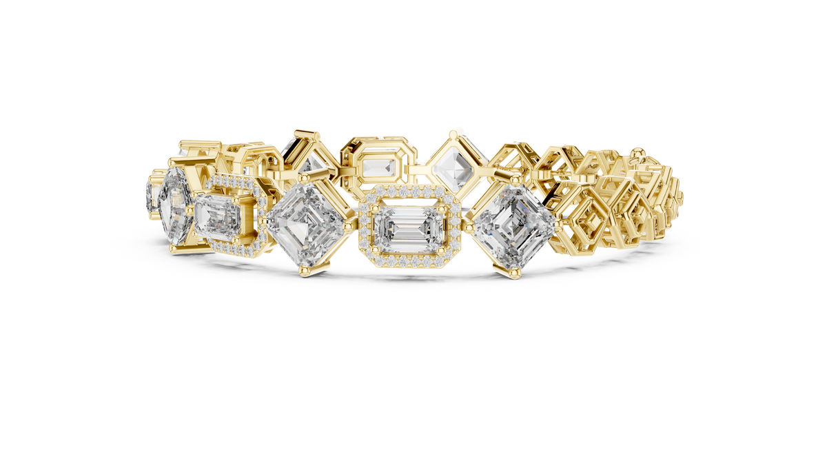 Harlequina Asscher & Emerald Cut Art Deco Lab Grown Diamond Bracelet