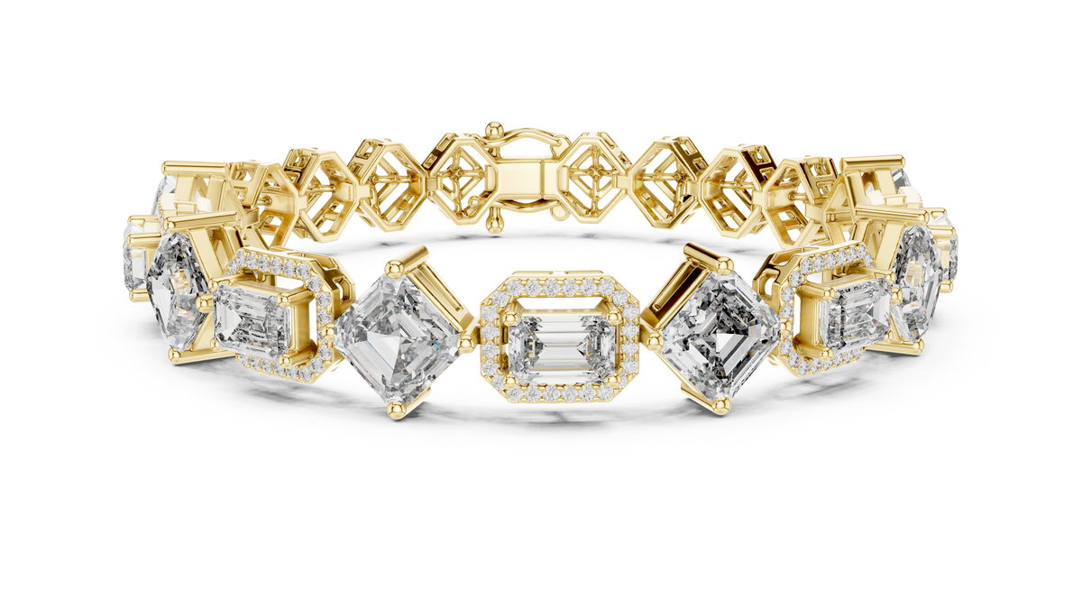 Harlequina Asscher & Emerald Cut Art Deco Lab Grown Diamond Bracelet