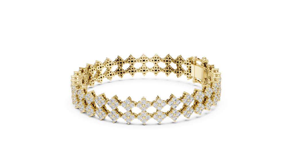 Trellara Wide Double Row Clover Cluster Lab Grown Diamond Bracelet