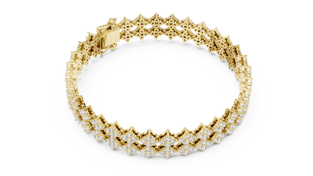 Trellara Wide Double Row Clover Cluster Lab Grown Diamond Bracelet