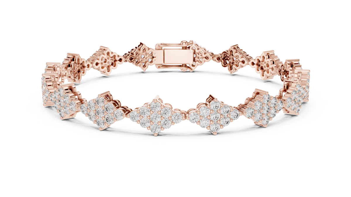 Lozanne Lozenge Cluster Lab Grown Diamond Link Bracelet